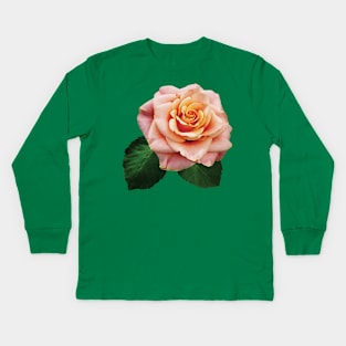 Peach-Colored Rose Kids Long Sleeve T-Shirt